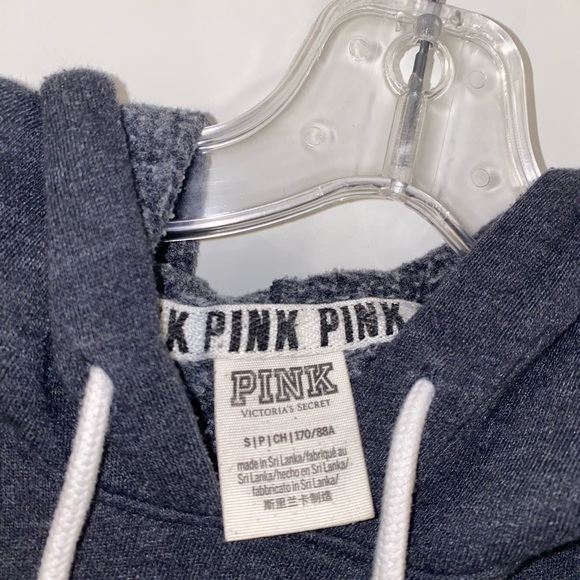 PINK logo grey cropped hoodie - Picture 3 of 4